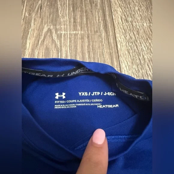 Under Armour Shirt Youth XS Blue Fitted Compression Long Sleeve - Picture 3 of 4